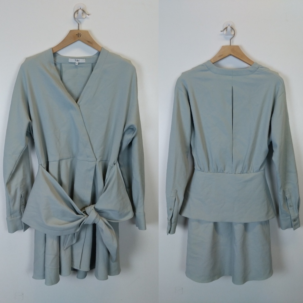 Tibi Wrap-effect stretch-crepe mini dress - Picture 3 of 5